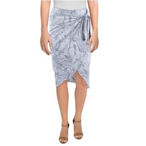 Sage the Label Woman's Printed Tie Front Wrap Skirt Color Blue Multi Size S NEW